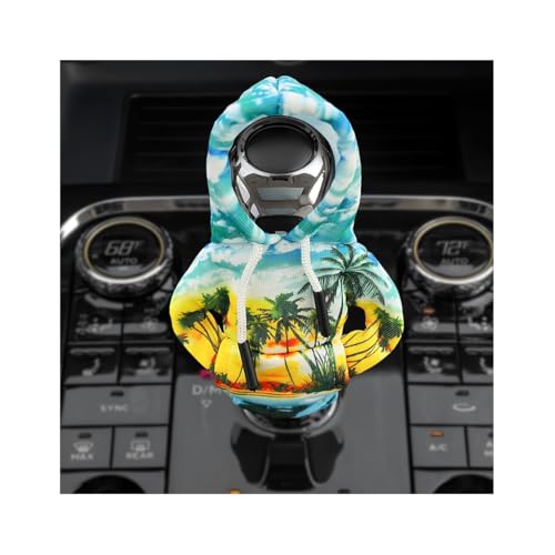 Car Shift Knob Hoodie Cover, Funny Shifter Stick Hoodie Protector Mini Gear Lever Decor, Fashionable Gear Shifter Shirt Sweater Universal Interior Decoration for SUV Truck RV (Coconut Tree) - color: Coconut Tree