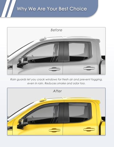 in-Channel Window Rain Guard for Chevy Silverado/GMC Sierra 1500 2019-2026 Double Cab Rain Guards Side Truck Window Visors Vent Visor Low Profile Window Deflectors Vent Shades Car Accessories - size: For 2019-2026 Silverado/Sierra 1500 Double Cab