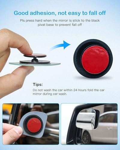CUNCUI 2pcs Fan Shaped Blind Spot Mirror, 360 Degree Adjustabe HD Glass Blind Spot Mirrors, Frameless Convex Rear View Mirror, for any Car, Van, Suv and Trucks. - size: 1.97in(Fan shaped)