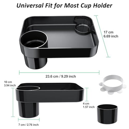 Car Seat Snack Tray for Kids, Mess-Free Square Travel Tray Cup Holder Snack Tray, Durable Car Food Tray for Toddlers, Universal Fit Kids Travel Road Trip Essentials (Black) - color: black