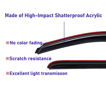 Lightronic Extra Durable Clip-on in-Channel Auto Vent Window Visor, Fits 2010-2017 GMC Terrain, UV Protection Rain Guard, Original Wind Deflector, No-Drill Easy Install, Dark Smoke, 4-Pcs - size: In-channel