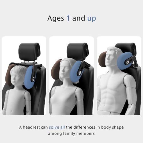 Car Headrest Pillow, 4-Way Adjustable Car Headrest,Thickened Memory Foam Road Pal Headrest, Neck Support Pillow, U- Shaped Design, Travel Car Sleeping,Suitable for Kids and Adults(Brown) - color: Brown