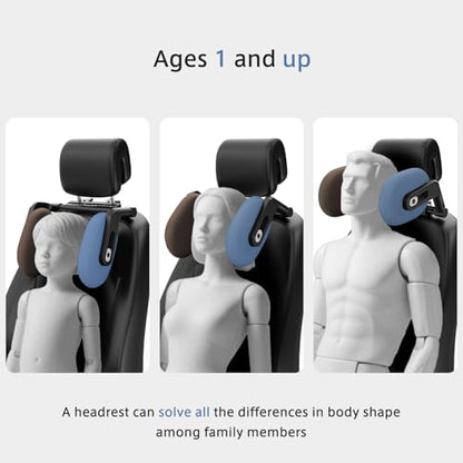 Car Headrest Pillow, 4-Way Adjustable Car Headrest,Thickened Memory Foam Road Pal Headrest, Neck Support Pillow, U- Shaped Design, Travel Car Sleeping,Suitable for Kids and Adults(Brown) - color: Brown
