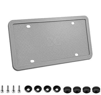 XCLPF Silicone Gray License Plate Frame Covers 1 Pack- Front and Back Car Plate Bracket Holders. Rust-Proof, Rattle-Proof, Weather-Proof (Gray) - color: 1 Pack Gray