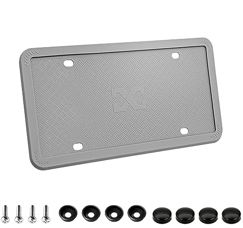 XCLPF Silicone Gray License Plate Frame Covers 1 Pack- Front and Back Car Plate Bracket Holders. Rust-Proof, Rattle-Proof, Weather-Proof (Gray) - color: 1 Pack Gray