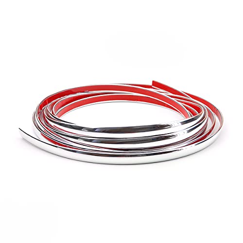 Car Interior Trim Strips, 16.5ft/5M Chrome Strips for Cars, Side Body Chrome Trim Strip, Automotive Chrome Trim Molding for Car, Truck, RV, Door Window Scratch-Proof (8mm, Silver) - color: Silver, size: 8 mm