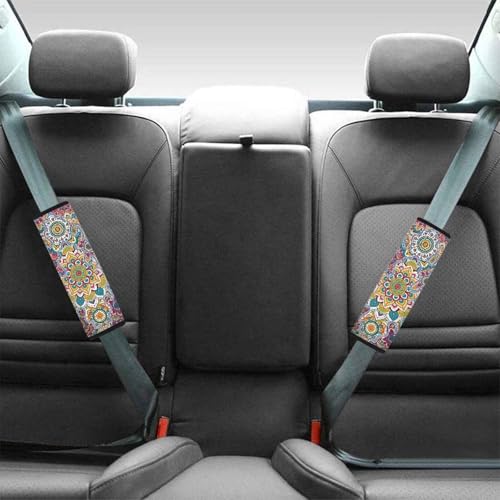 Art Mandala Universal Seat Belt Pads 2-Pack Soft Car Safety Seat Belt Strap Shoulder Pad Car Interior Automotive for Most Vehicle, SUV, Truck, Cars - color: Art Mandala