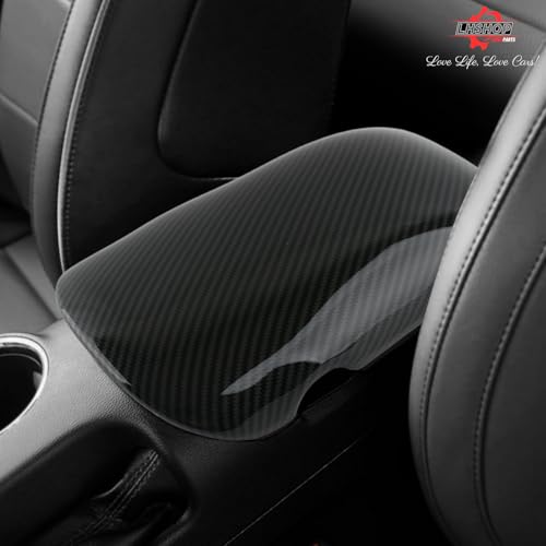 Carbon Fiber Center Console Cover Armrest Lid Cover for 2015-2024 Ford Mustang GT/Ecoboost/ S550/ S650/ Shelby GT350/GT350R/GT500 Interior Trim Car Accessories - Gloss Black