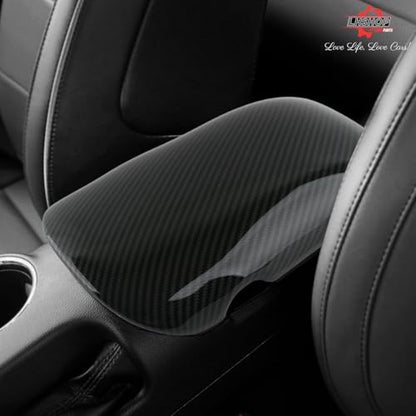 Carbon Fiber Center Console Cover Armrest Lid Cover for 2015-2024 Ford Mustang GT/Ecoboost/ S550/ S650/ Shelby GT350/GT350R/GT500 Interior Trim Car Accessories - Gloss Black