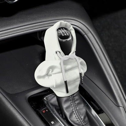 Gear Shift Hoodie, Shifter Hoodie, Funny Car Gear Shift Protector Cover, Automotive Interior Cute Gadgets Fashionable Mini Sweater Shifter Stick Knob Cover Universal for Most Vehicles (White) - color: White