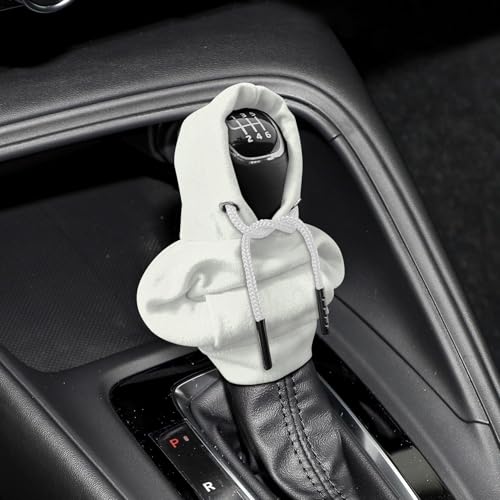 Gear Shift Hoodie, Shifter Hoodie, Funny Car Gear Shift Protector Cover, Automotive Interior Cute Gadgets Fashionable Mini Sweater Shifter Stick Knob Cover Universal for Most Vehicles (White) - color: White