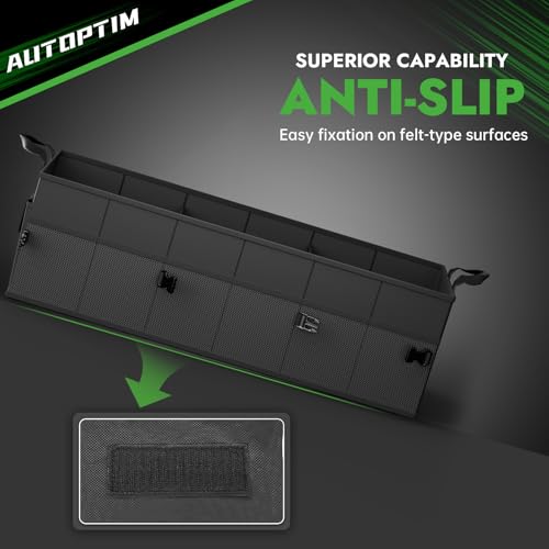AUTOPTIM Car Trunk Organizer - 85L Collapsible Car Organizer with Non Slip Bottom for Groceries, Trunk Storage with Base Panel for SUV Sedan Van, 3 Compartments (Black, Large) - size: Large