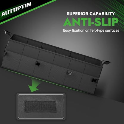 AUTOPTIM Car Trunk Organizer - 85L Collapsible Car Organizer with Non Slip Bottom for Groceries, Trunk Storage with Base Panel for SUV Sedan Van, 3 Compartments (Black, Large) - size: Large
