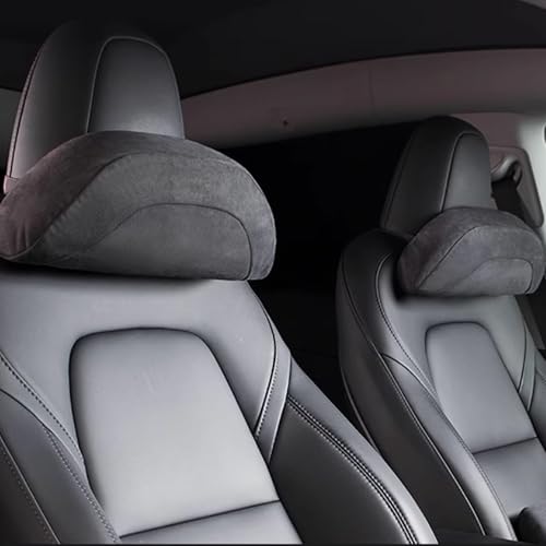 TOPABYTE Car Headrest Pillow for Driving, Softness Ergonomic Design Universal Travel Neck Pillow for Most Cars, Office Chairs, Gaming Chairs with Extra Filler Cotton Bag (Black, 2PC) - color: Black, size: Suede 2 Packs