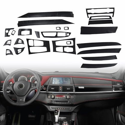 GXARTS Black 3D Carbon Fiber Car Interior Decor Kits Trim Sticker Compatible with BMW X5 E70 X6 E71 2008 2009 2010 2011 2012 2013 2014