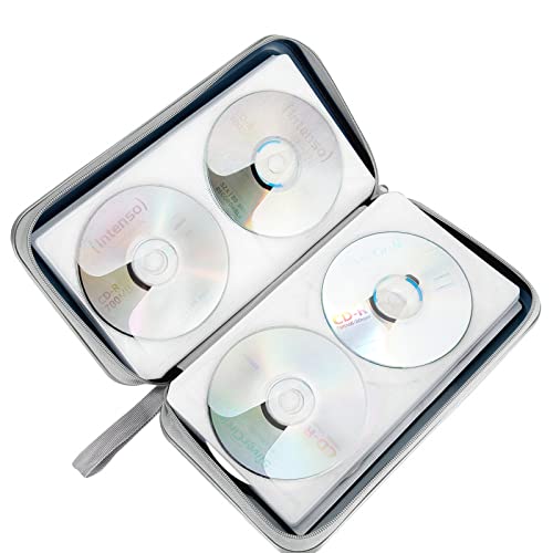 Siveit CD Case, DVD Case Holder 96 Capacity Hard Plastic CD DVD Disc Cases Storage Binder Wallet for Car Home Office Travel (Dark Blue) - color: Dark Blue
