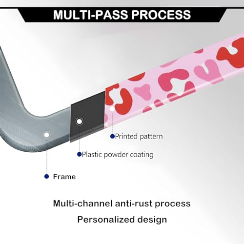 Leopard Print License Plate Frames Pink, 2 Pack Leopard Car Plate Frame, Stainless Steel License Plate Holders Covers with Free Screws Fasteners Caps (Pink Leopard Print) - color: Pink leopard print