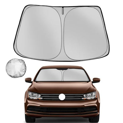 Windshield Sun Shade for 2011-2018 Volkswagen VW Jetta Foldable Sun Sunshade for Car Front Window Blocks UV Rays and Heat Automotive Interior Protector Custom Fit Accessories - size: for 2011-2018 Volkswagen VW Jetta