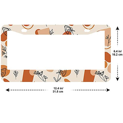 2Pcs Abstract Wildflower License Plate Frames Cover Holders Stainless Steel License Plate Cover with Screw Caps Cover and Screwdriver Set - 2-Hole for Girl Women (Abstract Wildflower) - color: Abstract Wildflower