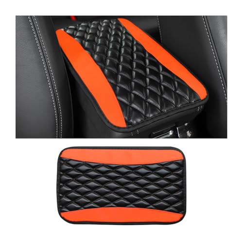Moly Magnolia Car Center Console Cushion Pad, Universal Leather Waterproof Armrest Seat Box Cover Protector,Comfortable Car Decor Accessories Fit for Most Cars, Vehicles, SUVs (Orange) - color: Orange