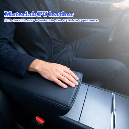 Tesla Armrest Cover for Model 3 (2017–2024) & Model Y (2020–2024), Soft Padded Center Console Armrest Protector, Comfortable Elbow Support, Easy Install, Black