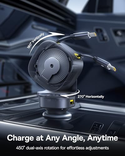Baseus 163W Retractable Car Charger USB C Fast Charging, PrimeTrip VR2 Max 4 in 1 Fast Car Charger with Dual Retractable USB C Cable for iPhone 17 16 15 Pro Max, Samsung Galaxy S25 Ultra, Android - color: 163W