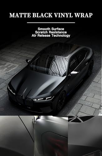25ft x 5ft Matte Black Car Vinyl Wrap Roll, Durable Easy Application Automotive Wrapping Film for Car Body Protection (Matte Black) - color: Matte Black, size: 25ft x 5ft