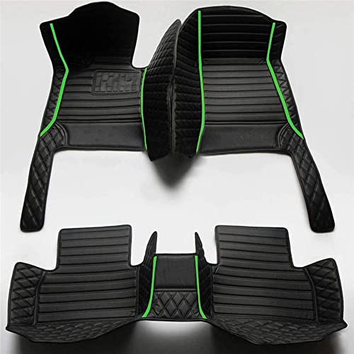 Custom Waterproof Leather Car Floor Mats Fit for Most Car SUV Truck & Sportscar All Weather Protection Vehicles (Black+Green bar) - color: Black+Green bar