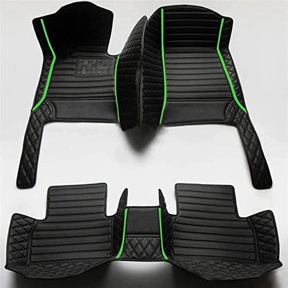 Custom Waterproof Leather Car Floor Mats Fit for Most Car SUV Truck & Sportscar All Weather Protection Vehicles (Black+Green bar) - color: Black+Green bar
