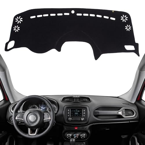 Dashboard Cover Dash Mat Fit for Je-ep Renegade 2023-2015 (Without HUD Models),Car Dash Board Mat Anti-Glare Carpet,Non-Slip Pad Sunshield Protector (Black) - color: Black, size: Fit 15-23 Renegade - (Black)
