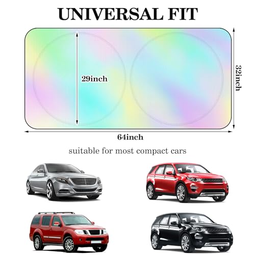 Windshield Sun Shade Foldable Car Front Window Covers for Car Accessories Sun Heat UV Rays Visor Protector Protection for Universal Cars SUV Truck (Rainbow) - style: Rainbow