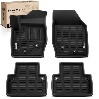 YHTAUTO Floor Mats Compatible with 2003-2014 Volvo XC90, TPE Floor Liners All-Weather Protection Custom Fit, 1st & 2nd Row, Set of 4 Black
