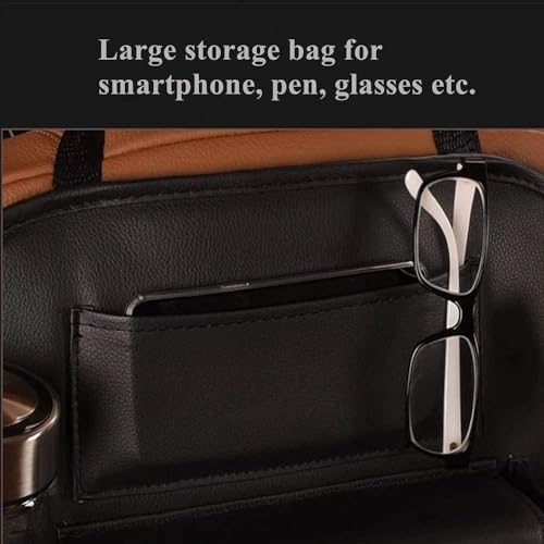 2 Pack PU Leather Premium Car SeatBack Organizer Travel Accessories Kick mats Back seat Protector and Cup Holder Holder Universal Use Seat Covers (23×17.1 in) - size: 23×17.1 in