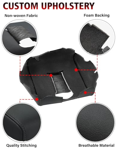 KBH Auto Center Console Armrest Cover Replacement for Chevy Chevrolet Silverado & GMC Sierra 1500 2500 3500 2014-2018, Vinyl Leather Arm Rest Upholstery, Anti-Scratch, Split Bench Jump Seat (Black) - color: Black, size: Jump Seat Console, Silverado Sierra