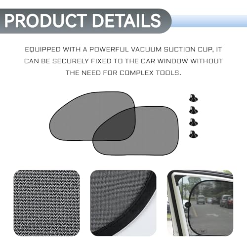 2Pcs Car Window Windshield Sun Visor, Blackout Privacy Cooling Curtain Auto Accessories, Baby Side Window Sunshade, Suitable for Napping, Camping Sun Protection