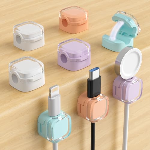 Magnetic Cable Clips, Adjustable Cord Holder Management, Adhesive Wire Keeper Organizer for Home Office Desk Phone PC Car Wall Desktop Nightstand Appliance (8-Pack Crystal Multicolor) - color: 8-Pack Crystal Multicolor
