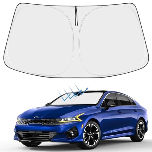 Proadsy Windshield Sun Shade for Kia K5 2026 2025 2024 2023 2022 2021 Custom Fit GT-Line, GT, Sedan 4-Layer Foldable Front Sunshade Protector Sun Visor Blocks UV Rays Keep Car Cooler - size: Kia K5 2021-2026