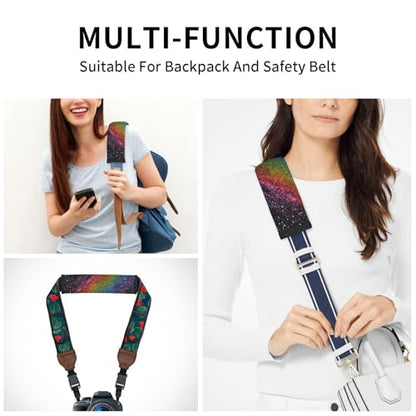 Rainbow Steering Wheel Cover Elastic Non-Slip Car Steering Wheel Covers with Seat Belt Shoulder Pad for Women Men - color: Rainbow