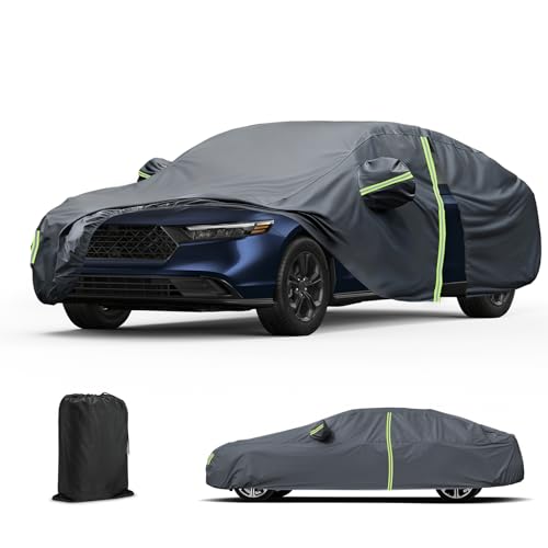 Waterproof Car Cover for 2018-2025 Honda Accord, Custom fit All Weather Heavy Duty Sedan Car Cover with Zipper Door & Windproof Bands for Rain Snowproof UV Windproof Protection (Gery) - color: Gery