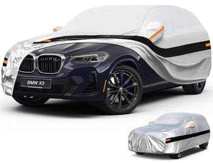 10 Layers SUV Car Cover Custom Fit for BMW X3 (2010-2026) F25, G01, G45, G48, Waterproof All Weather for Automobiles, Outdoor Full Cover Sun Dust Rain Protection with Cotton. Silver - size: Custom Fit for BMW X3