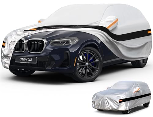 10 Layers SUV Car Cover Custom Fit for BMW X3 (2010-2026) F25, G01, G45, G48, Waterproof All Weather for Automobiles, Outdoor Full Cover Sun Dust Rain Protection with Cotton. Silver - size: Custom Fit for BMW X3