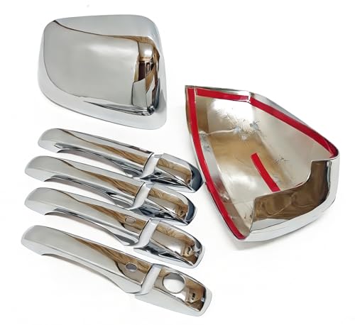 Chrome Side Door Handle and Half Mirror Covers Add-on Style Compatible with Dodge Durango/Grand Cherokee 2011-2021
