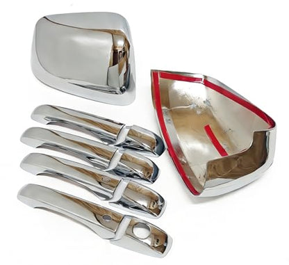 Chrome Side Door Handle and Half Mirror Covers Add-on Style Compatible with Dodge Durango/Grand Cherokee 2011-2021