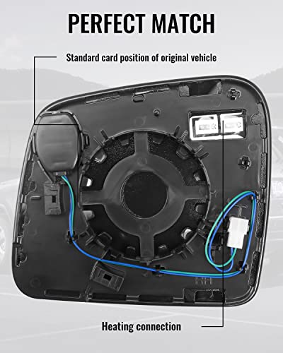 Passenger Side Mirror Glass Heated with Blind Spot Detection & Power Heated Fits for Jeep Grand Cherokee Dodge Durango 2011-2021, Right Rearview Mirror Lens with Holder - size: Passenger Side