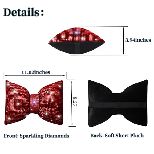 Women's Neck Pillow for Car Seat Bling Headrest Red Bling Accessories Auto Headrest Cushion Rhinestone Head and Neck Rest Cushion Crystal Diamon Red 2Pcs - color: Red