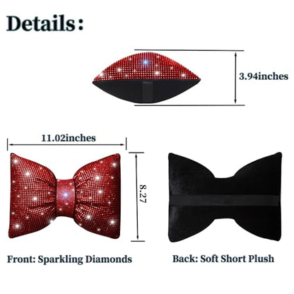 Women's Neck Pillow for Car Seat Bling Headrest Red Bling Accessories Auto Headrest Cushion Rhinestone Head and Neck Rest Cushion Crystal Diamon Red 2Pcs - color: Red