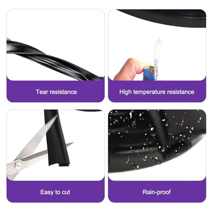 WZP 1.7M/5.6Ft Windshield Cowl Seal Strip, Rubber Auto Weather Sealing Protection, H-Shape Self Adhesive Cuttable Sunroof Window Seal Strip, Universal for Car Truck SUV (Black)
