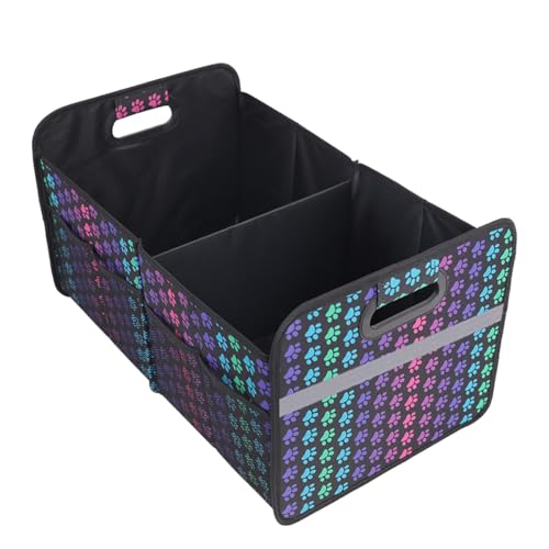 Car Trunk Organizer, Collapsible Multi-Compartment Auto Storage Box with 4 Pockets, Waterproof Oxford Fabric Car Trunk Container Accessories for Sedan SUV Truck (Colorful) - color: Colorful