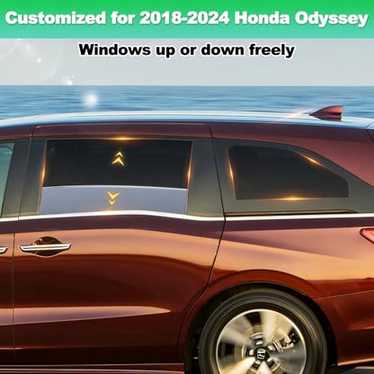 Car Window Shades for 2018-2024 Odyssey, 4PCS Rear Side & Quarter Window Sun Shades, Magnetic Breathable Mesh Privacy Covers, UV Protection & Heat Insulation for Baby, Travel & Camping - size: Odyssey(2018-2024)R-4PCS