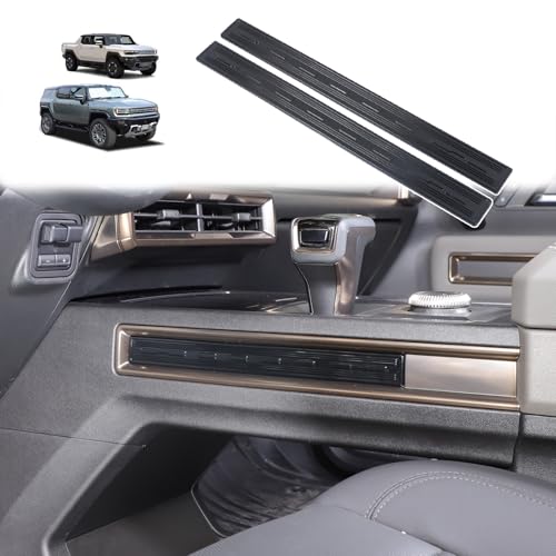 for Hummer EV Accessories Center Console Gear Shift Control Panel Side Cover Frame Compatible with 2022-2024 2025+ Hummer EV SUV Truck Gear Control Panel Side Strip Interior (Piano Black) - color: Piano Black
